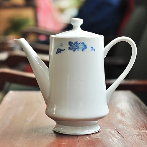 旧物仓｜vintage 老水壶茶壶白瓷蓝花高茶壶0207 老物件- 高清