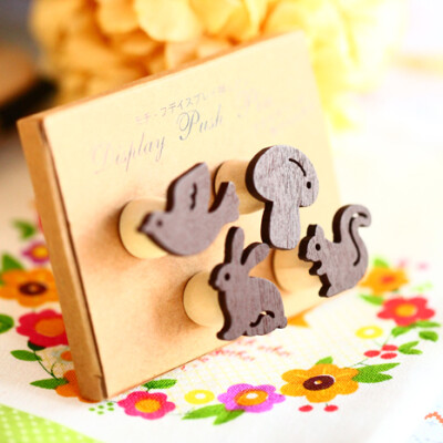 森系杂货小文具盒装图钉告示板备忘条配件（一盒四枚）