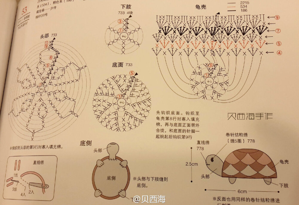 乌龟玩偶钩针图解