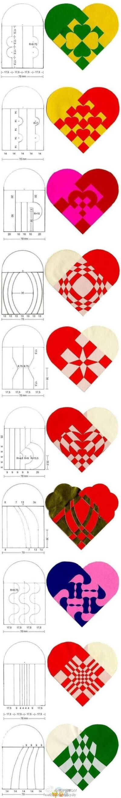 各种爱心图纸，赶紧收藏吧！！图片来自网络——更多有趣内容，请关注@美好创意DIY （http://t.cn/zOR4l2D）