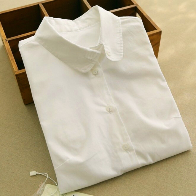 春装继承者们同款宝领白衬衫女长袖韩版小清新衬衣