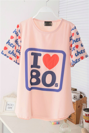 2014女装夏装新款 &amp;quot;I love 80s&amp;quot;印花 短袖t恤