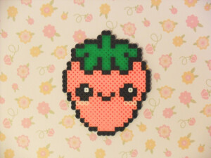 Perler Bead Kawaii Strawberry by KawaiiLittlePresents on Etsy