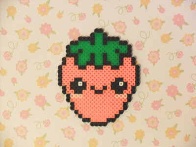 Perler Bead Kawaii Strawberry by KawaiiLittlePresents on Etsy