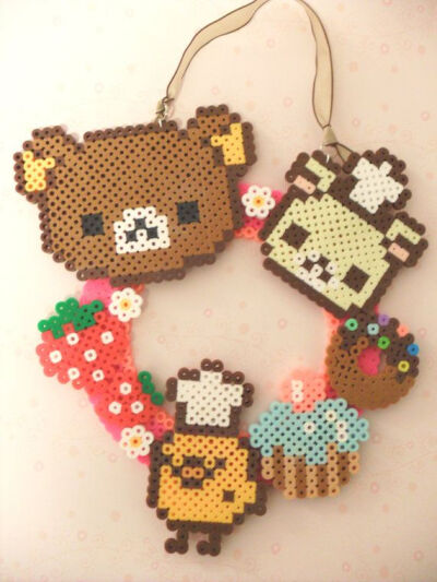 Rilakkuma and Sweets Door / Wall Wreath perler beads by KawaiiLittlePresents