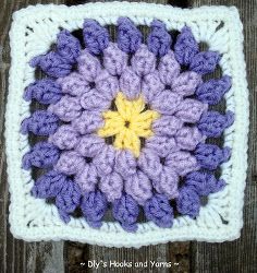 Blooming Violet Square | AllFreeCrochetAfghanPatterns.com