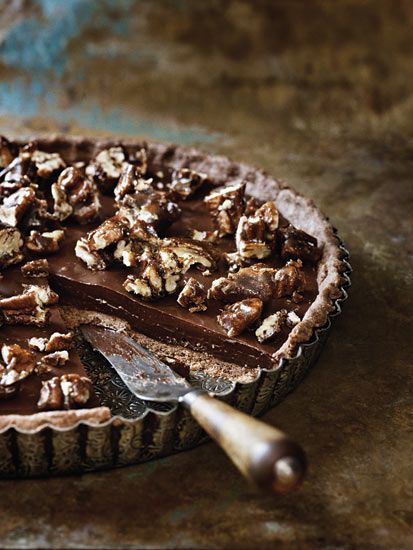 Sea-salted chocolate and pecan tart recipe