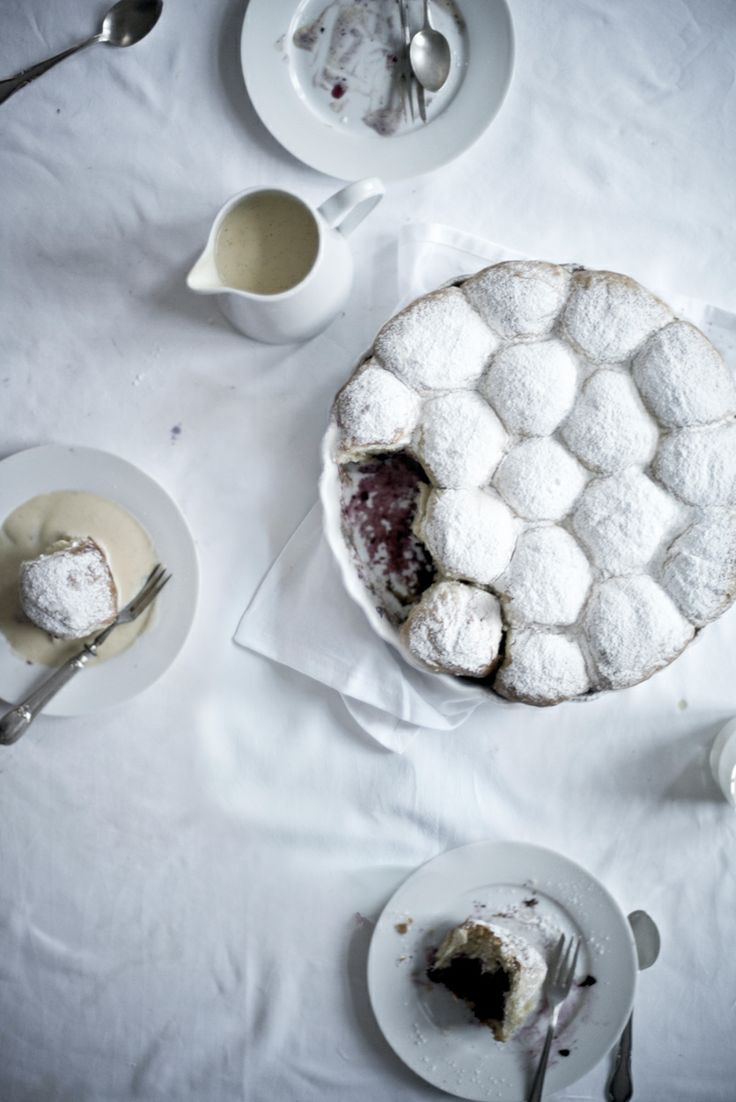 Blackberry Buns with Warm Vanilla Sauce