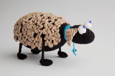 Handmade Crochet Black sheep, Fun animal toy.