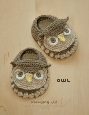 Owl Baby Booties Crochet PATTERN, SYMBOL DIAGRAM (pdf) *Permission to sell finished items given*