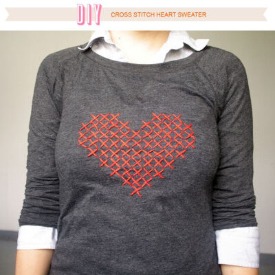 DIY | cross stitch heart sweater