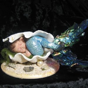 baby mermaid polymer clay ooak by Twinessence