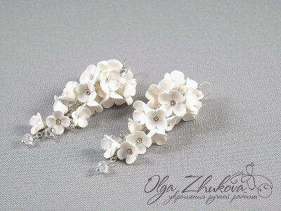 earrings with flowers by polyflowers