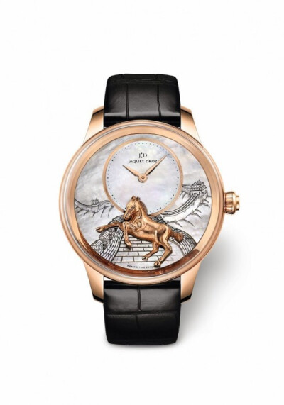 Jaquet Droz 秉承专属定制精神推出的这三款全新腕表，每款限量发行88枚，搭配红金表壳，备有黑色和棕色鳄鱼皮表带可供选择。