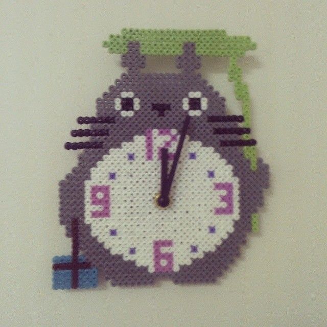 Totoro clock perler beads by fluffrumpa