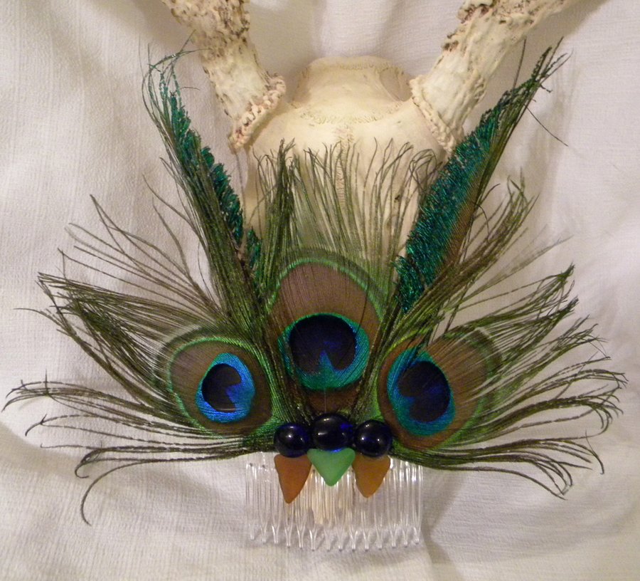 Extravagant Peacock Hair Comb by Goldbryn