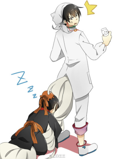 #鬼燈の冷徹#、【落書き】しんじゅうとちょうとたまにおに【http://t.cn/8sGbZuV】(*/ω＼*)腫麼辣麼萌啦！！！！！！！