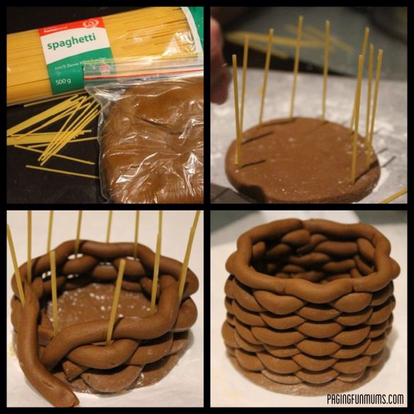 Making a fondant basket.