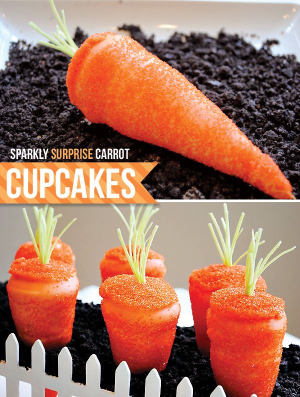 Surprise Carrot Cupcakes! so cute! via @HWTM_Jen