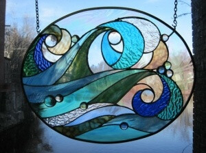 Ocean wave stained glass