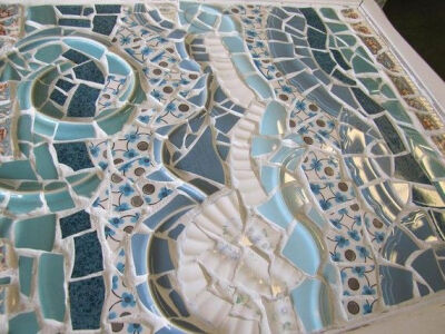 Beach Waves Mosaic End Table by MetamorphosisSuite on Etsy Table top mosaic