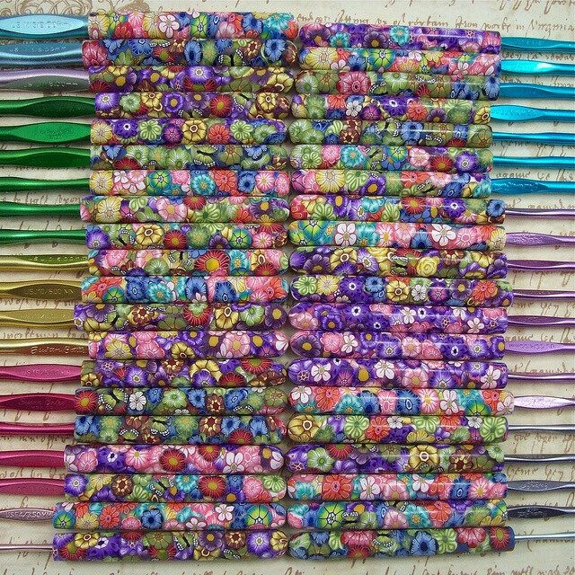 Polymer Clay Covered Crochet Hooks