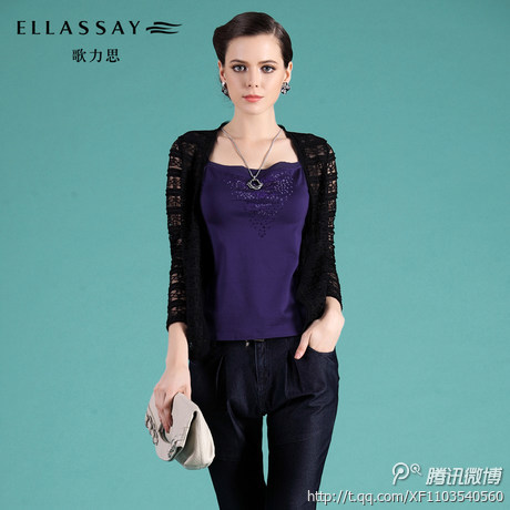 40多女人穿的衣服: ELLASSAY歌力思女装 专柜正品 镂空蕾丝优雅气质外套2014春夏新款