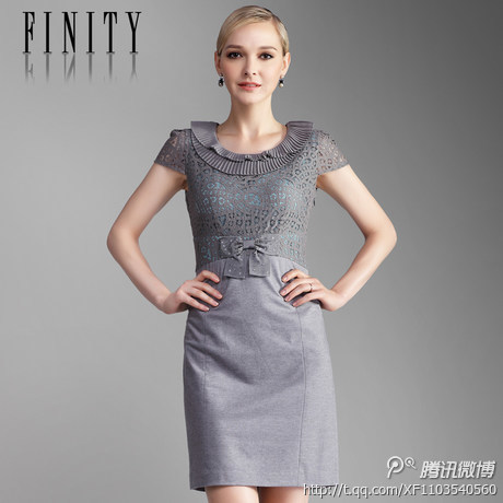 40多女人穿的衣服: FINITY 菲妮迪女装正品 春夏新款 优雅气质款圆领蕾丝修身连衣裙