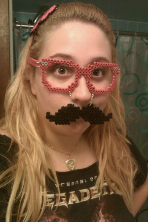 Perler Bead Mustache Glasses.  via Etsy.