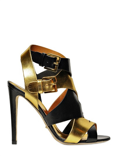 SERGIO ROSSI 110MM BALANCE METALLIC LEATHER SANDALS