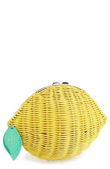 kate spade new york 'vita riva' wicker lemon crossbody bag