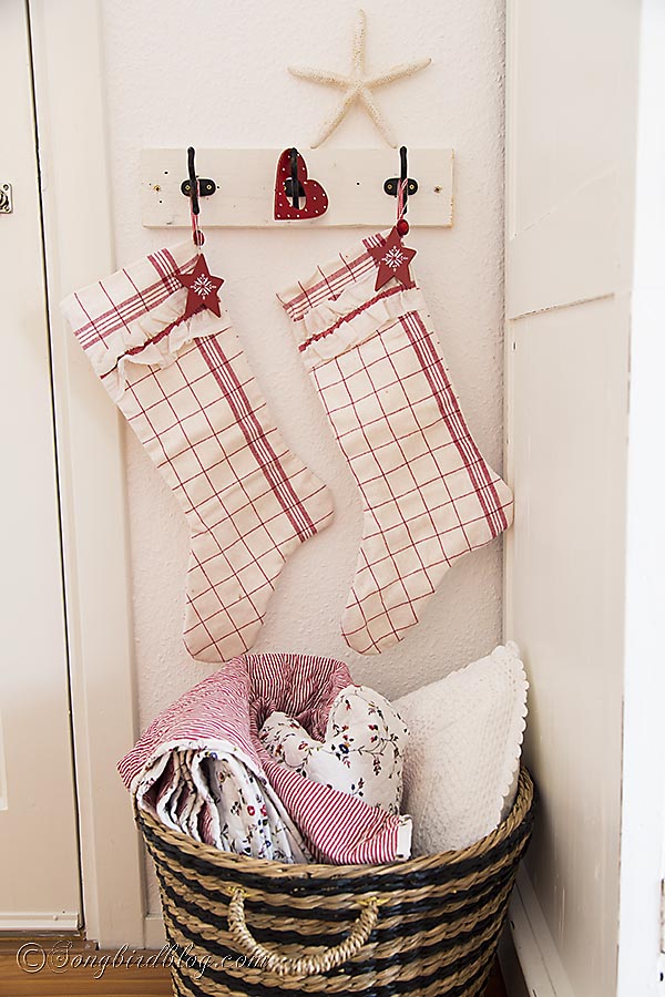 handmade Christmas stocking red and white