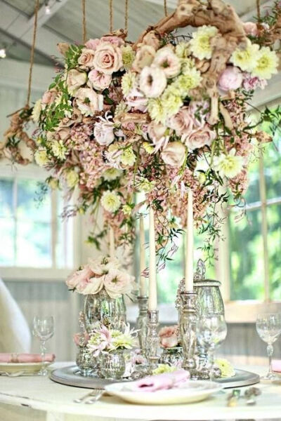 Marquee, hanging flower arrangement