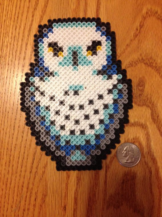 Hedwig Harry Potter Snowy Owl perler beads by Thingamabobcrafts