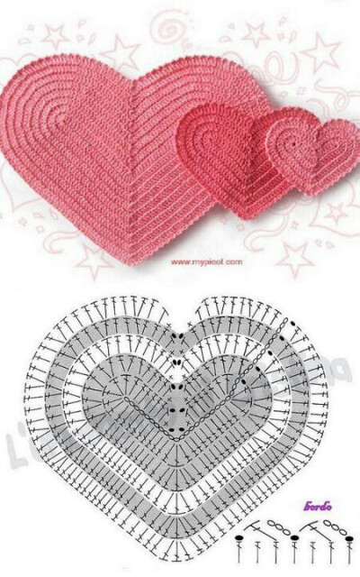 Crochet heart pattern / Diagrama de corazón de ganchillo