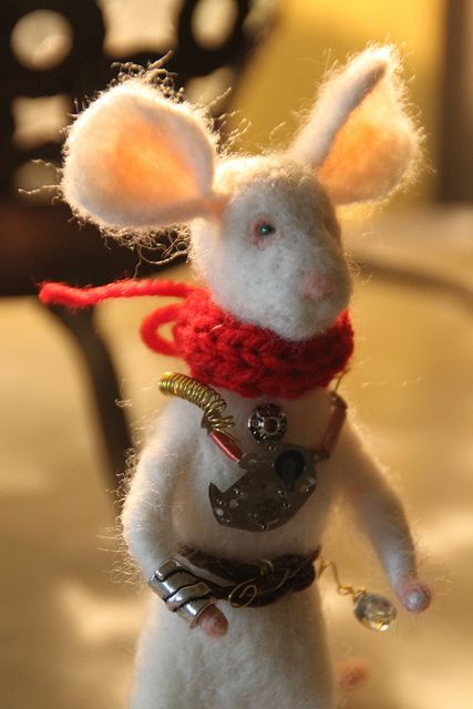 Steampunk needle felted mouse