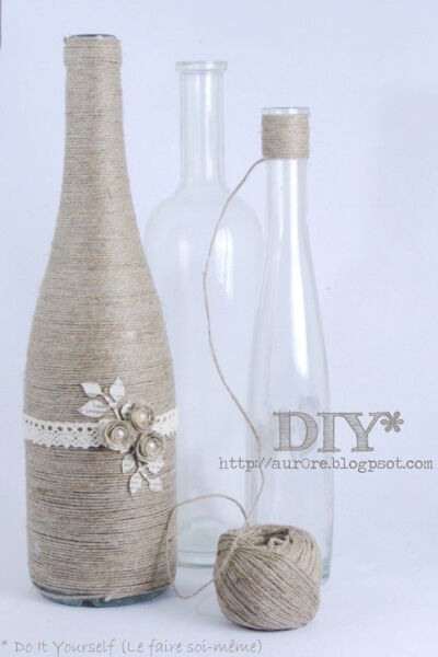 DIY wrapped wine bottles