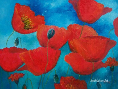 Poppy painting Red Poppies Flower Oil Painting by JanMatsonArt,