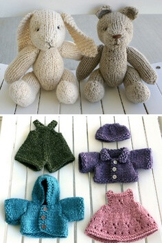 Rabbit and Bear with clothes - free pattern