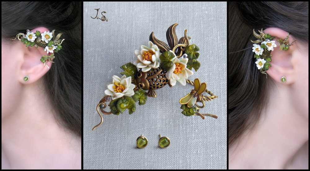 Ear wrap Summer pond II by JSjewelry