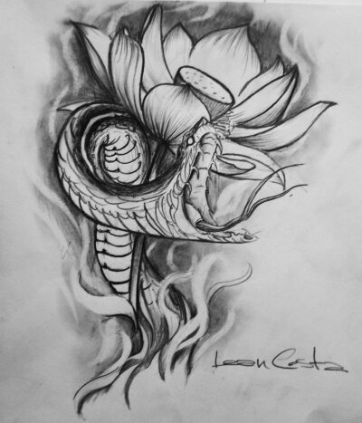 Serpent and lotus by Leancosta