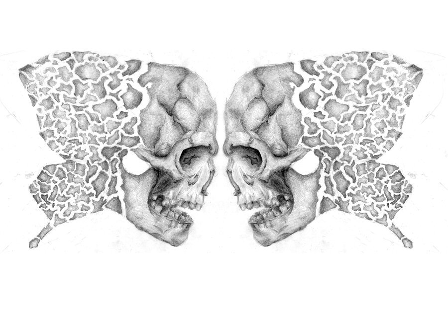 Skull Butterfly Tattoo Design by AmySargeantDesigns