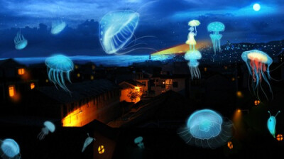 蓝色调插画图片