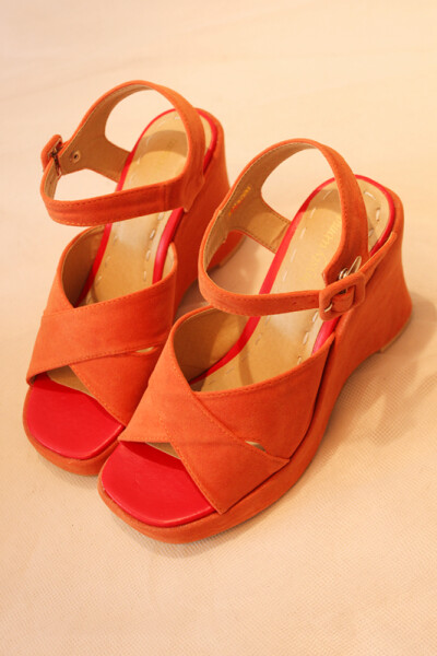 春夏日本女鞋mystywoman简约百搭撞色坡跟凉鞋