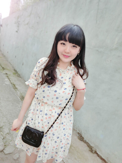 小妍家夏韩国气质小清新碎花短袖雪纺连衣裙显瘦公主裙