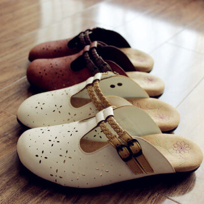 纯色日系拖鞋。凉拖凉鞋子森林系日本平跟包头