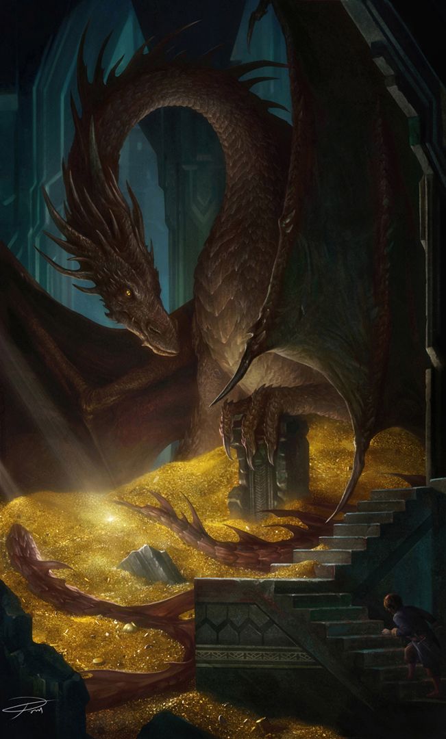 THE HOBBIT: Smaug and Bilbo by Yuming Yin | Fantasy | 2D | CGSociety 魔戒前传小说霍比特人里的龙