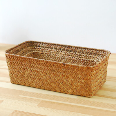 自然而然纯手工天然海草编筐非藤编柳编收纳框桌面收纳