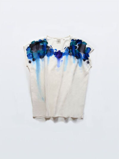 Blue Feather Silk Tee by Rachel Rose