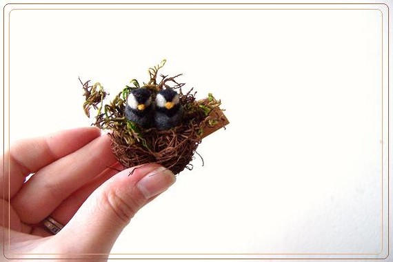 鸟类的迷你世界gotcrowcreations的迷你羊毛毡手工作品欣赏快乐祝福